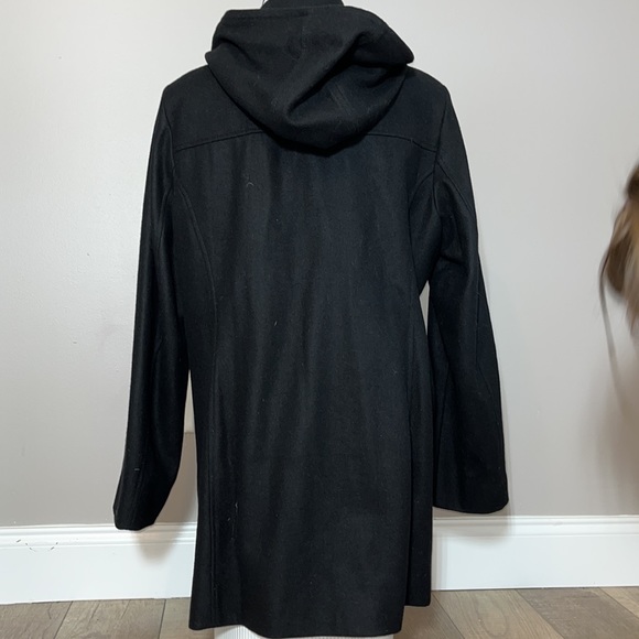 Michael Kors Black and Gold Wool Jacket Removable Hood Zipper Pockets XL - Picture 5 of 12